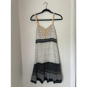 Free People Boho Mini Dress Embroidered Floral Tiered Spaghetti Strap-Size 6